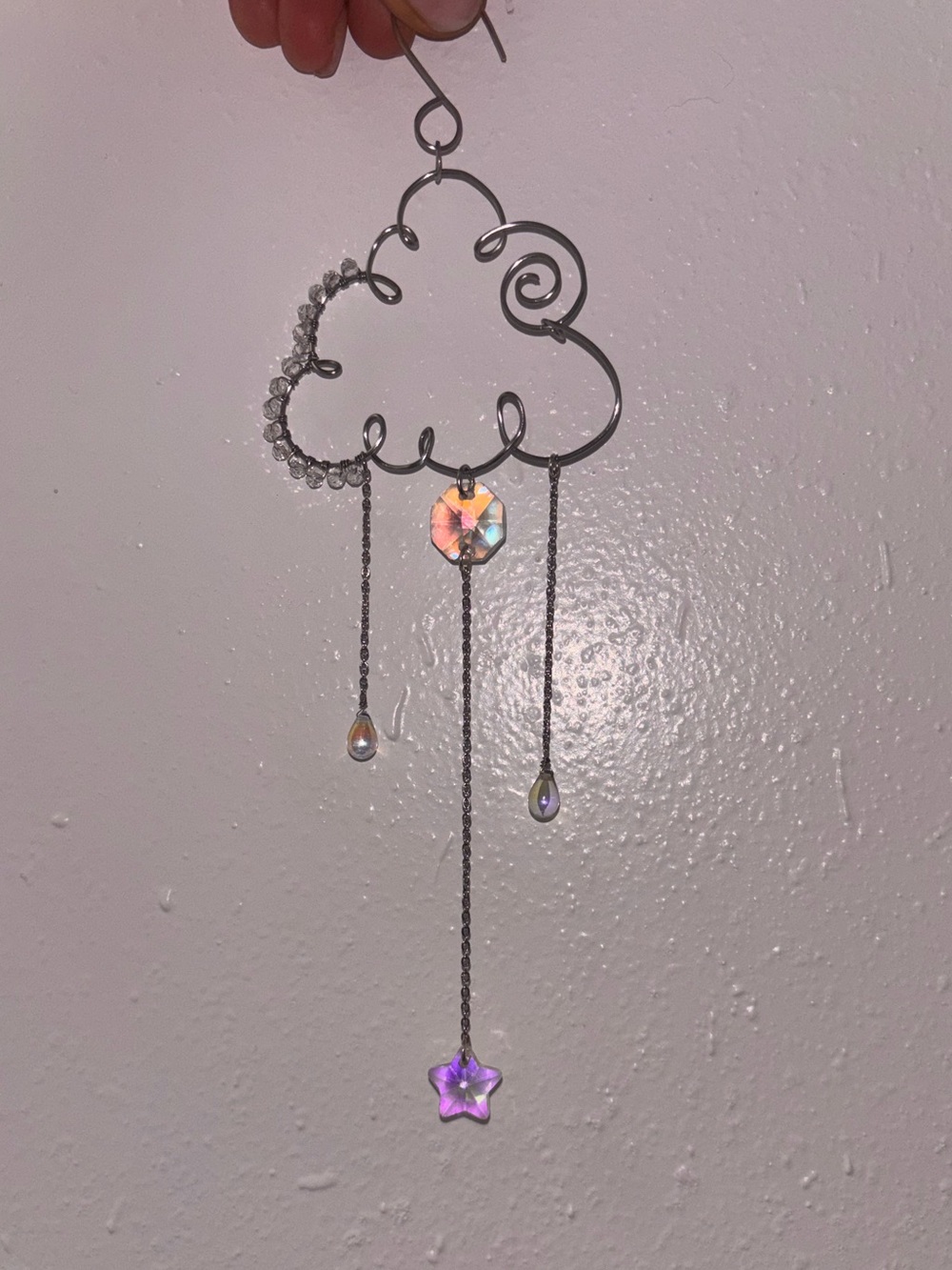 Silver Rain Cloud Crystal Hanging Wall Accent - Sparkling Cloud Mobile